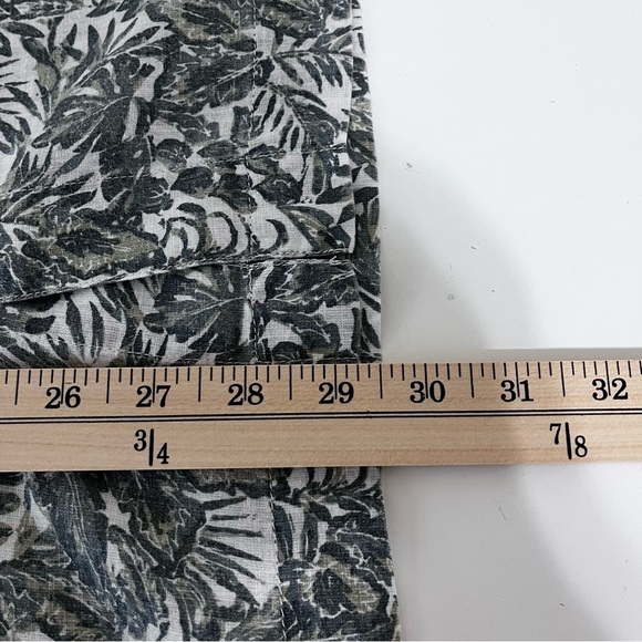 Eddie Bauer Green Leaf Print Linen Blend Button Short Sleeve Shirt - Picture 8 of 9